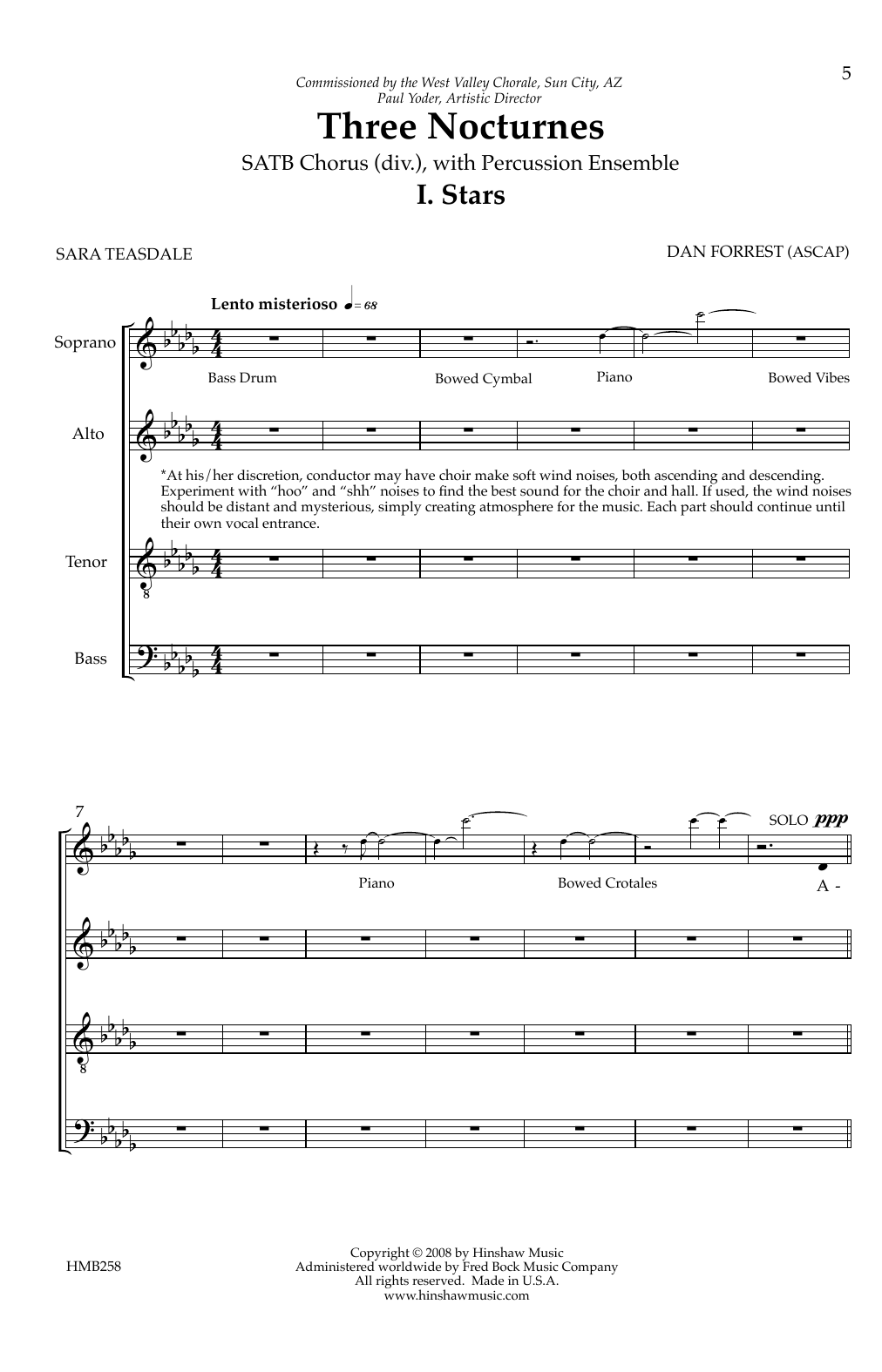 Dan Forrest Three Nocturnes sheet music notes and chords arranged for Choir