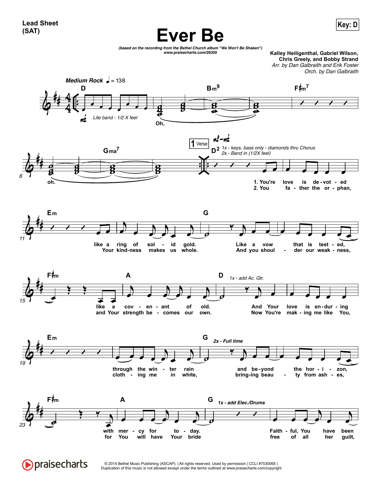 Dan Galbraith / Erik Foster Ever Be sheet music notes and chords arranged for Lead Sheet / Fake Book