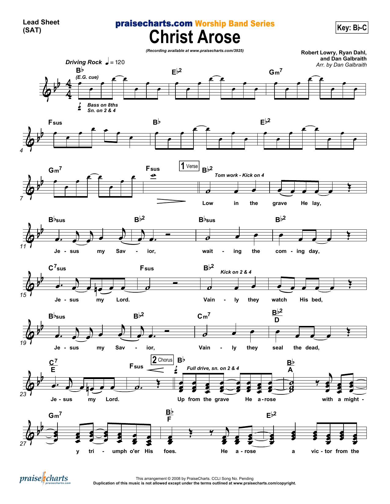 Dan Galbraith Christ Arose sheet music notes and chords arranged for Lead Sheet / Fake Book