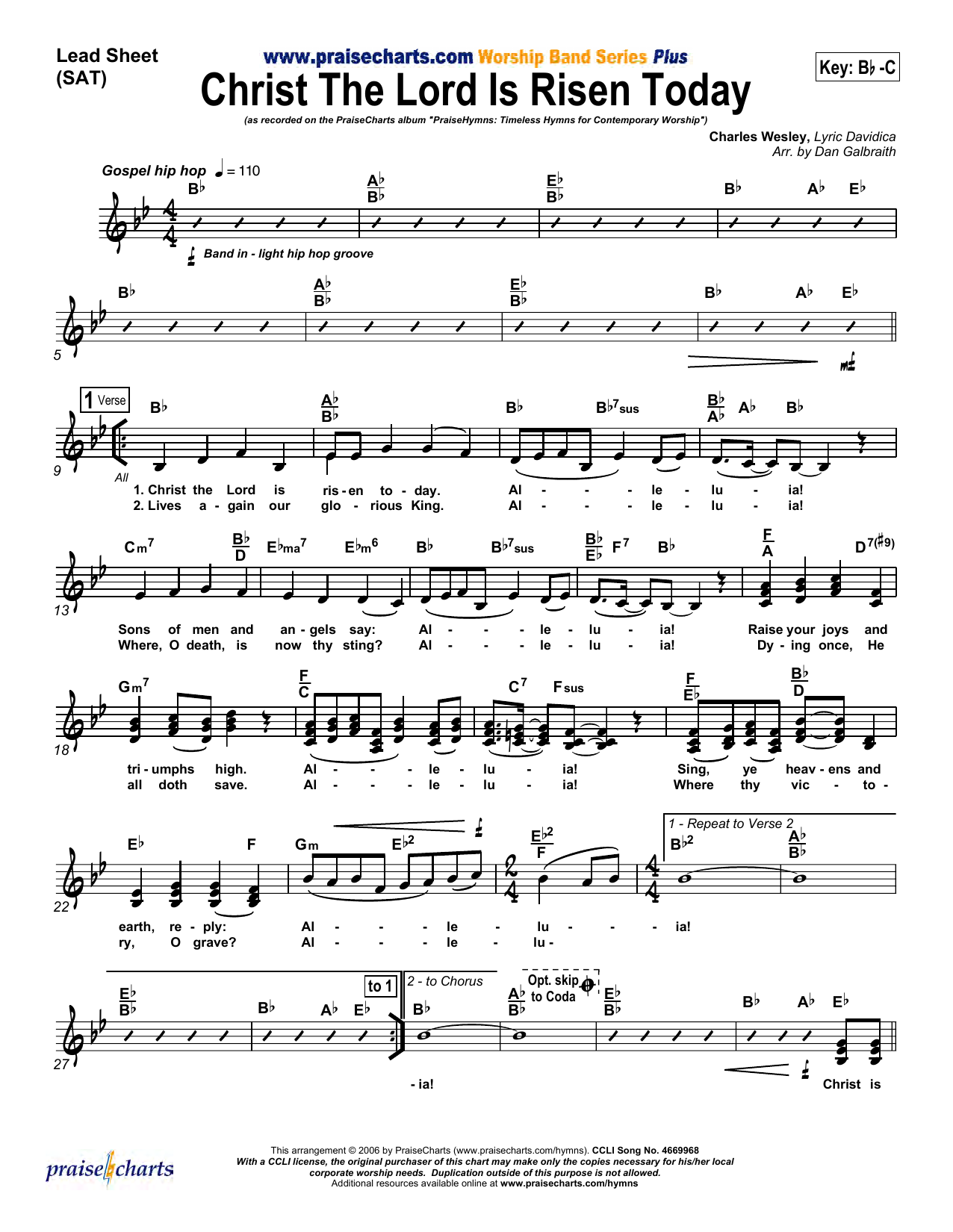 Dan Galbraith Christ the Lord Is Risen Today sheet music notes and chords arranged for Lead Sheet / Fake Book