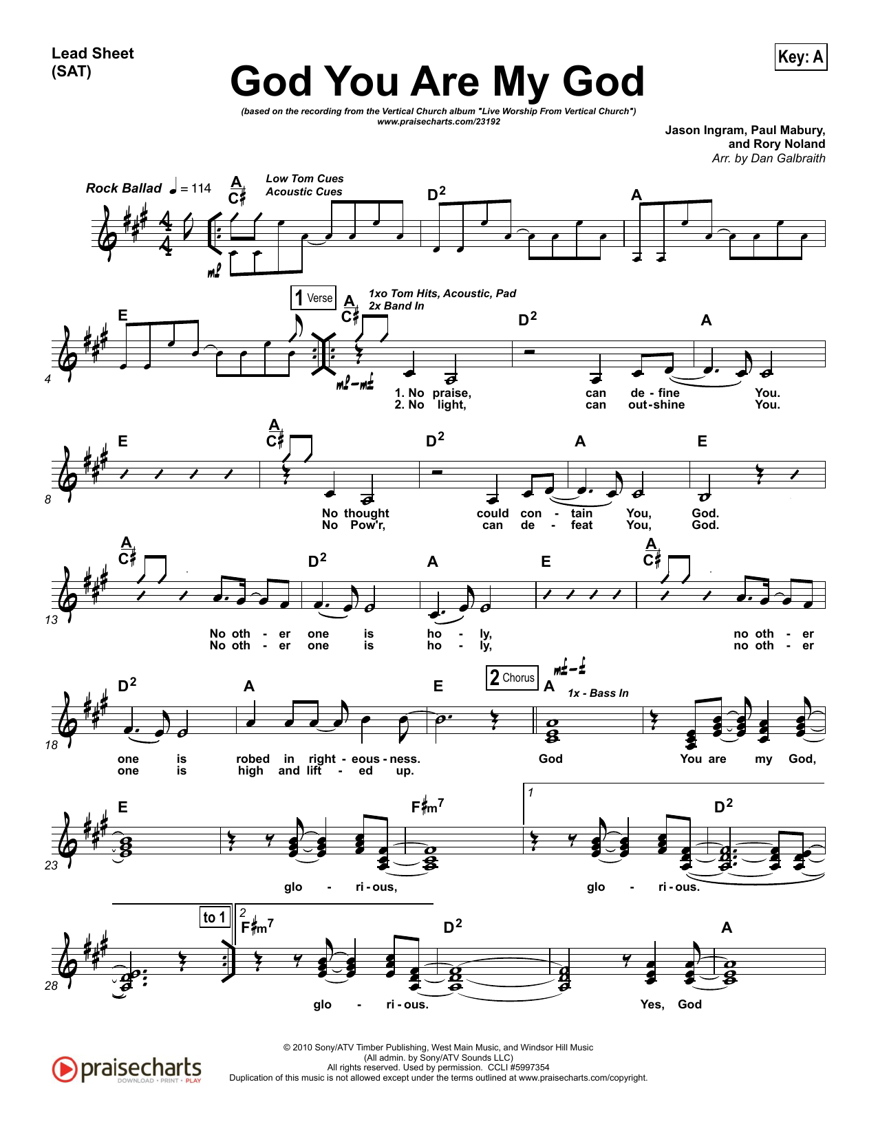 Dan Galbraith God You Are My God sheet music notes and chords arranged for Lead Sheet / Fake Book