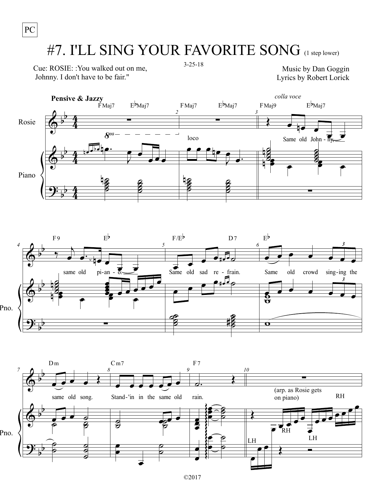 Dan Goggin & Robert Lorick I'll Sing Your Favorite Song (from Johnny Manhattan: A New Musical) sheet music notes and chords arranged for Piano & Vocal