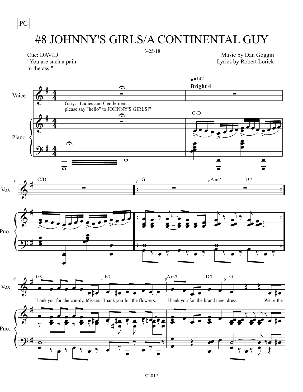 Dan Goggin & Robert Lorick Johnny's Girl / A Continental Guy (from Johnny Manhattan: A New Musical) sheet music notes and chords arranged for Piano & Vocal