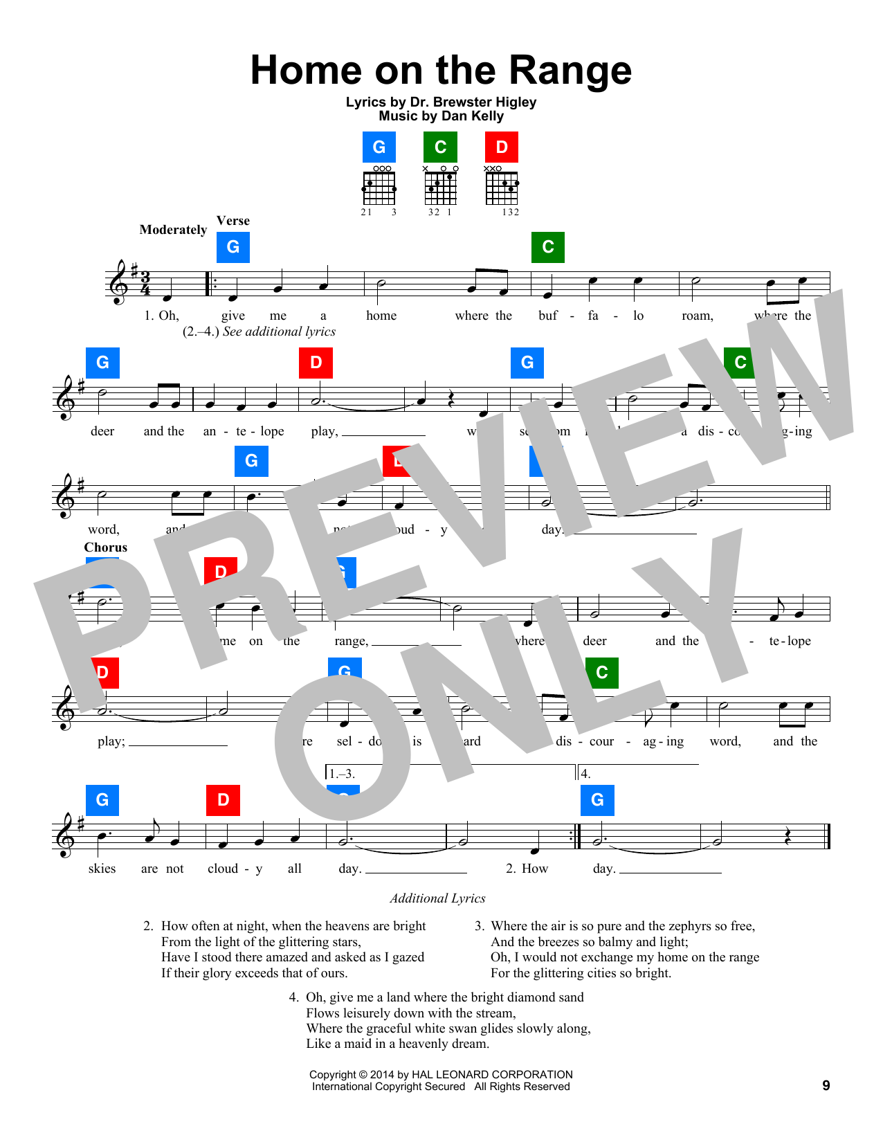 Dan Kelly Home On The Range sheet music notes and chords arranged for Super Easy Piano