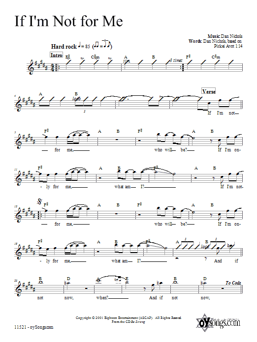 Dan Nichols If I'm Not For Me sheet music notes and chords arranged for Lead Sheet / Fake Book