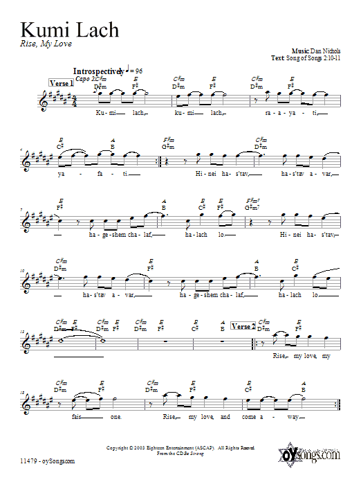 Dan Nichols Kumi Lach sheet music notes and chords arranged for Lead Sheet / Fake Book