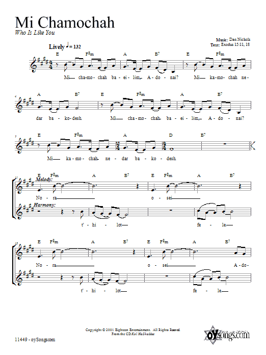 Dan Nichols Mi Chamocha sheet music notes and chords arranged for Lead Sheet / Fake Book
