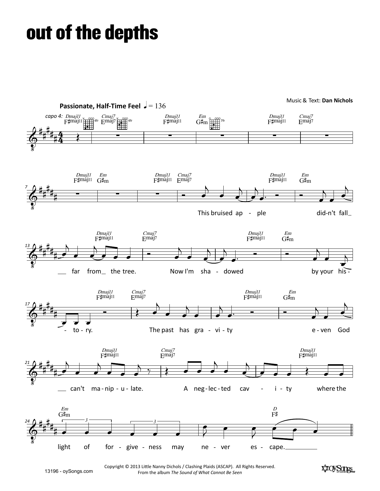 Dan Nichols Out of the Depths sheet music notes and chords arranged for Lead Sheet / Fake Book