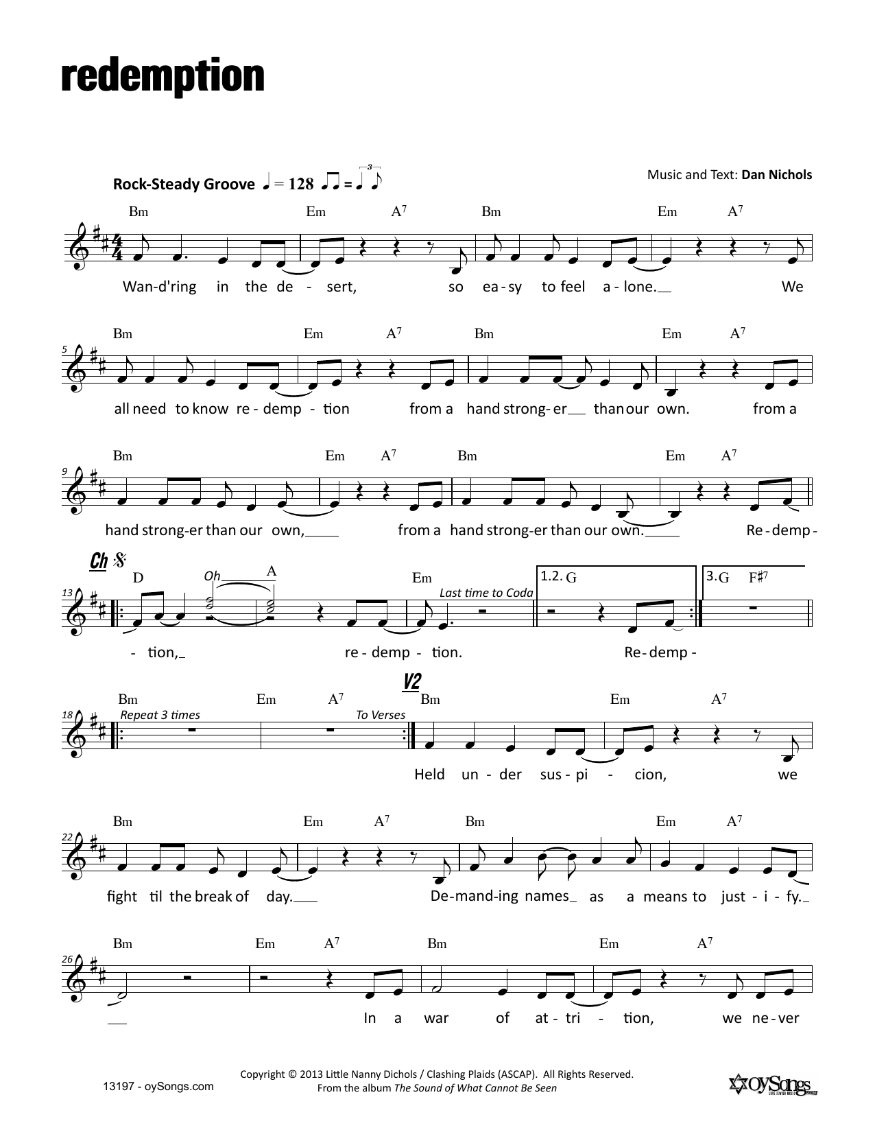 Dan Nichols Redemption sheet music notes and chords arranged for Lead Sheet / Fake Book