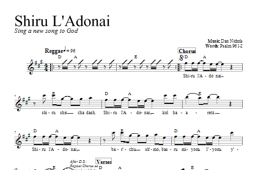 Dan Nichols Shiru L'Adonai sheet music notes and chords arranged for Lead Sheet / Fake Book