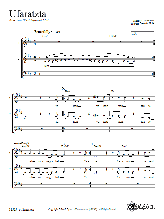 Dan Nichols Ufaratzta sheet music notes and chords arranged for 3-Part Mixed Choir