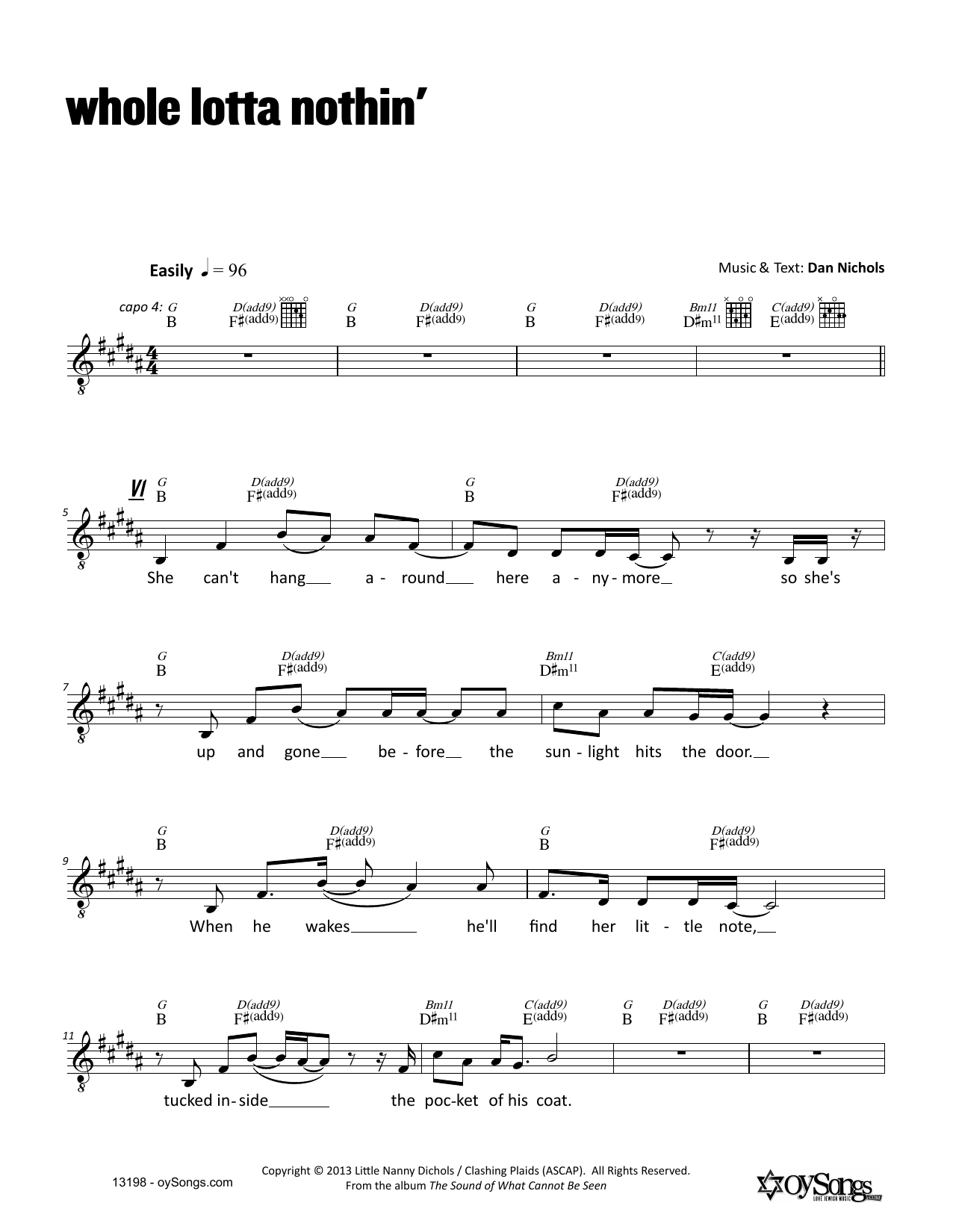 Dan Nichols Whole Lotta Nothin' sheet music notes and chords arranged for Lead Sheet / Fake Book