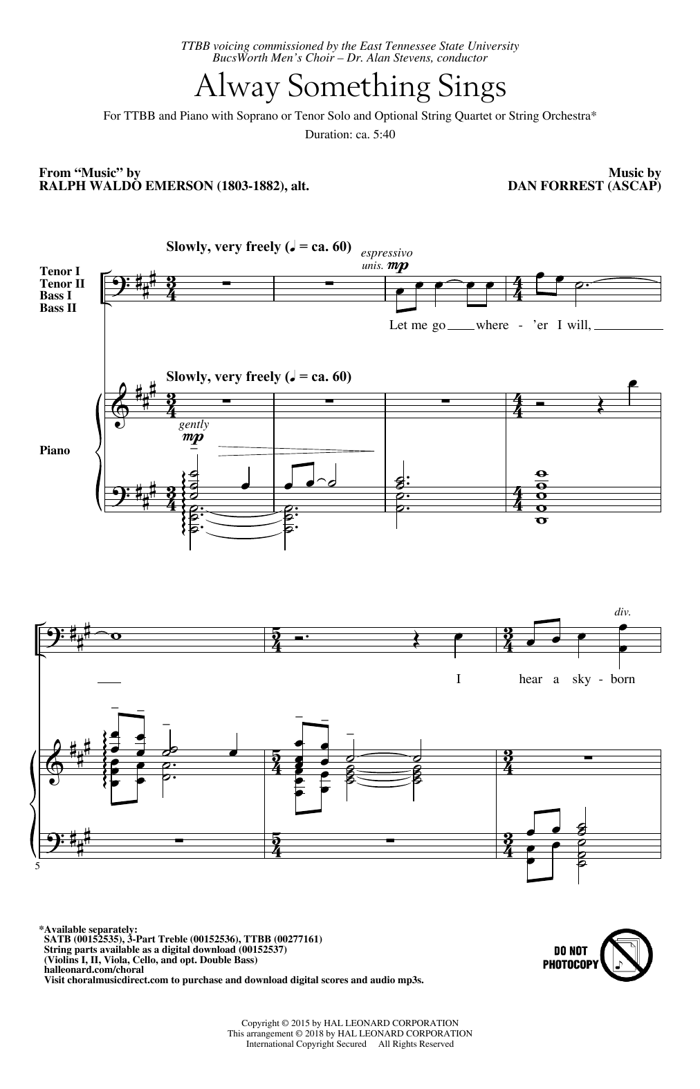 Dan Forrest Alway Something Sings sheet music notes and chords arranged for SATB Choir