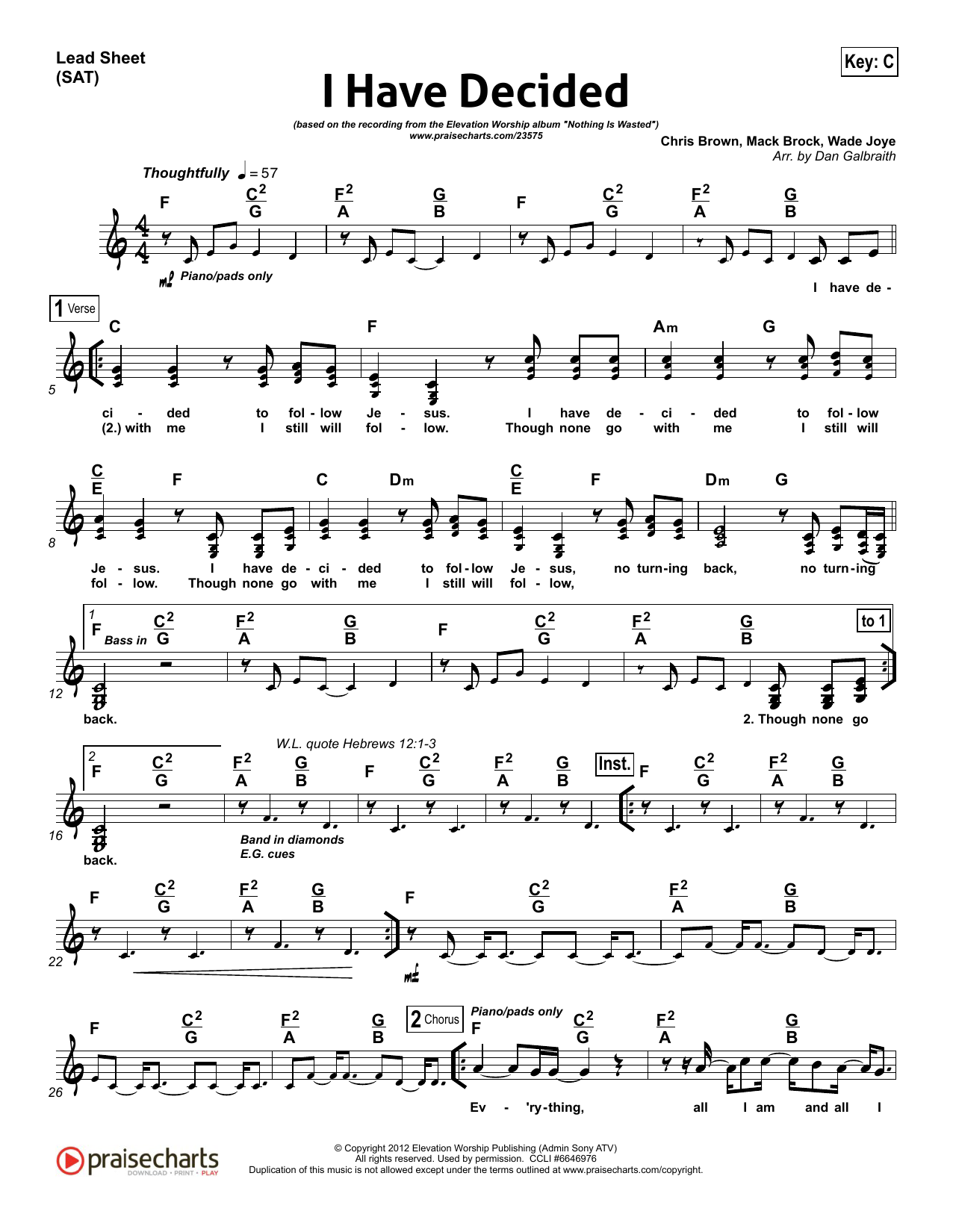 Dan Galbraith I Have Decided sheet music notes and chords arranged for Lead Sheet / Fake Book