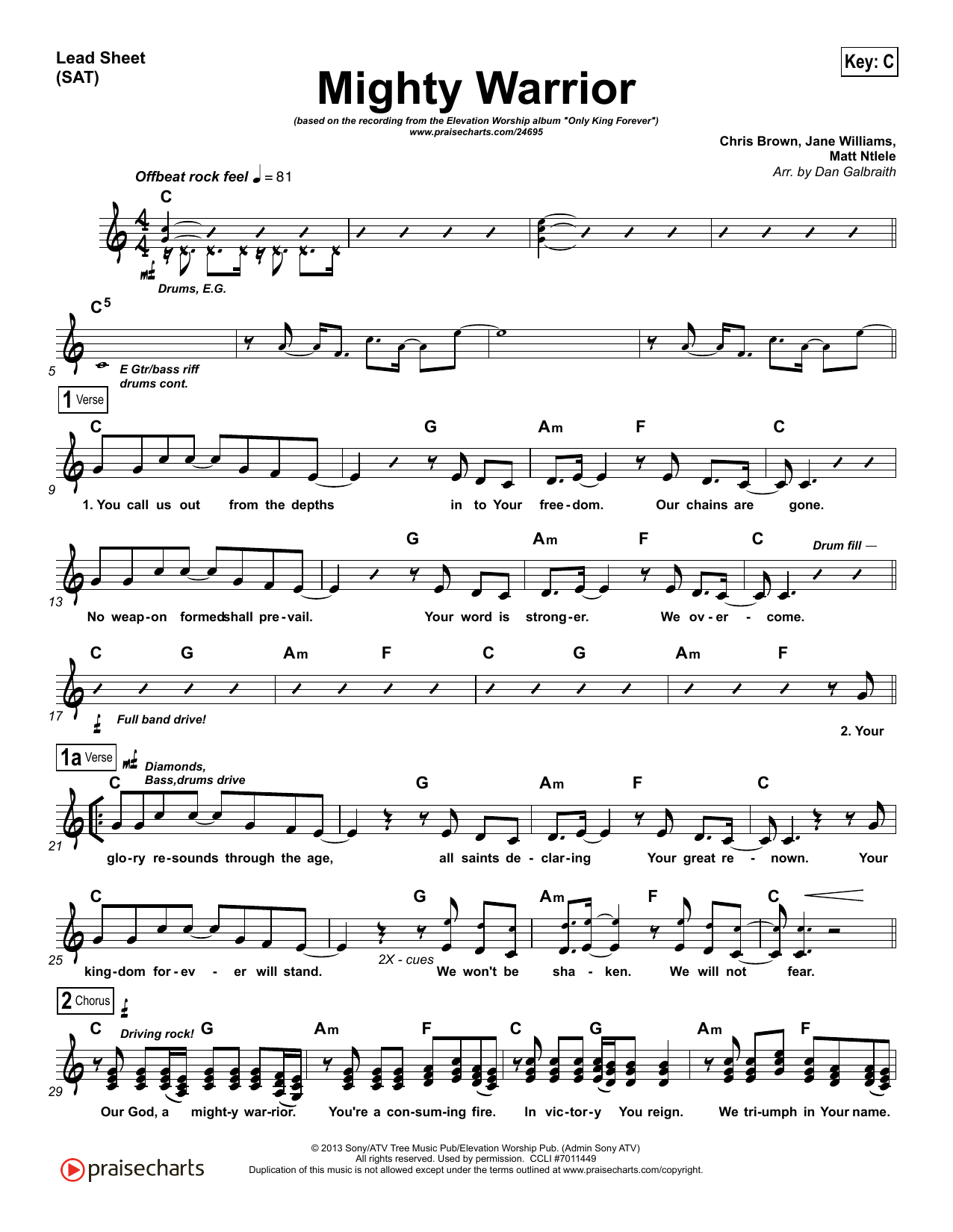 Dan Galbraith Mighty Warrior sheet music notes and chords arranged for Lead Sheet / Fake Book