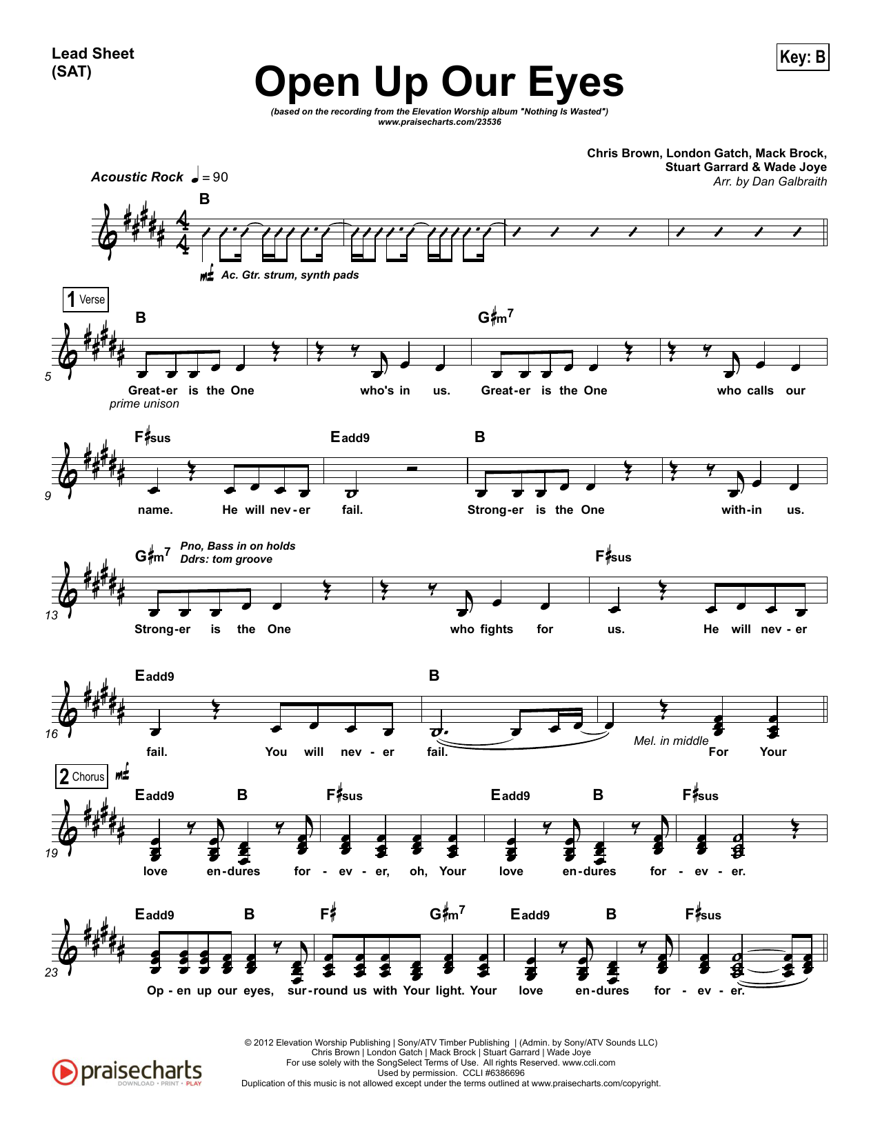 Dan Galbraith Open Up Our Eyes sheet music notes and chords arranged for Lead Sheet / Fake Book