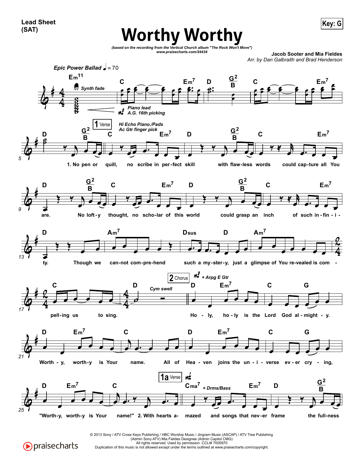 Dan Galbraith Worthy Worthy sheet music notes and chords arranged for Lead Sheet / Fake Book