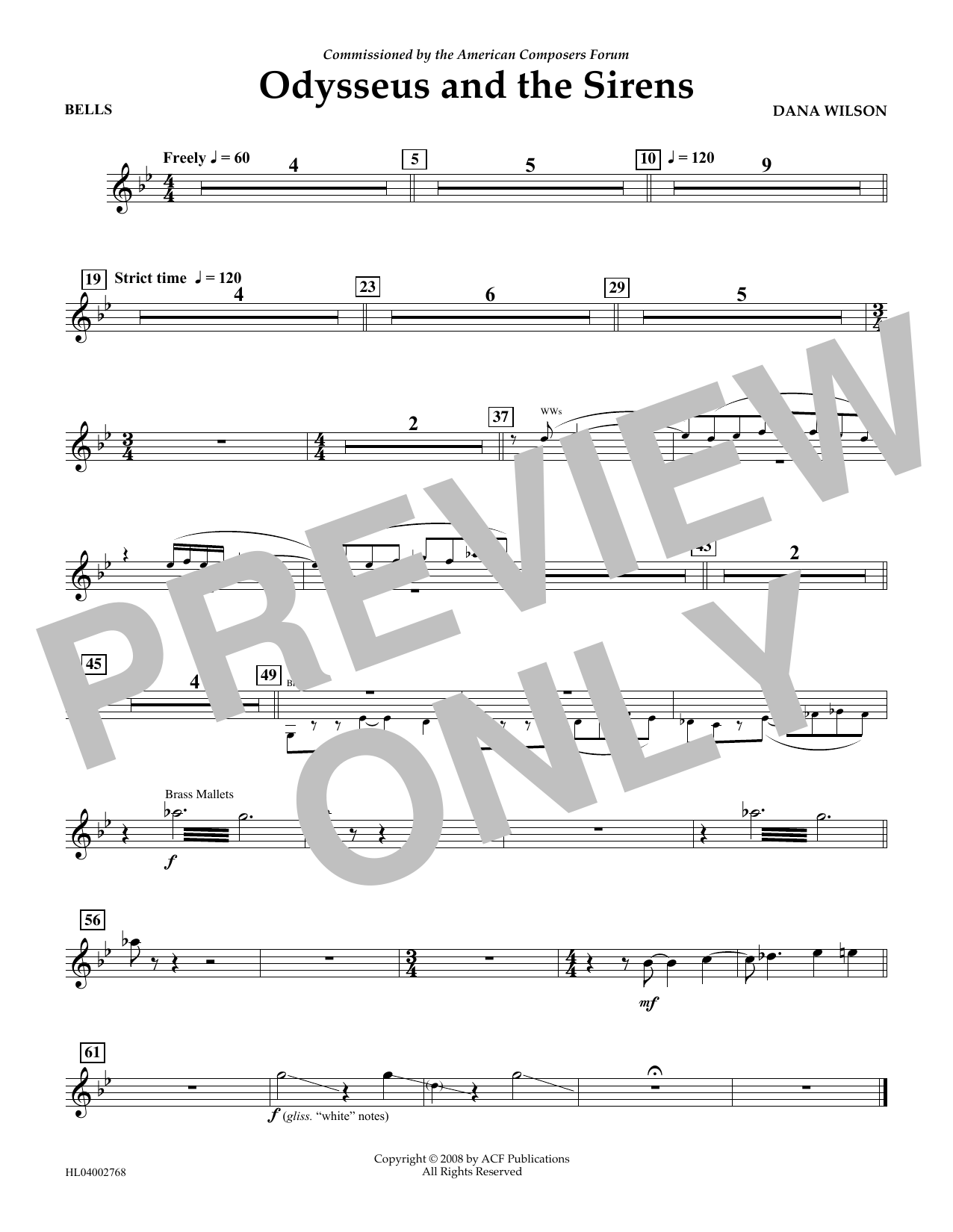 Dana Wilson Odysseus and the Sirens - Bells sheet music notes and chords arranged for Concert Band