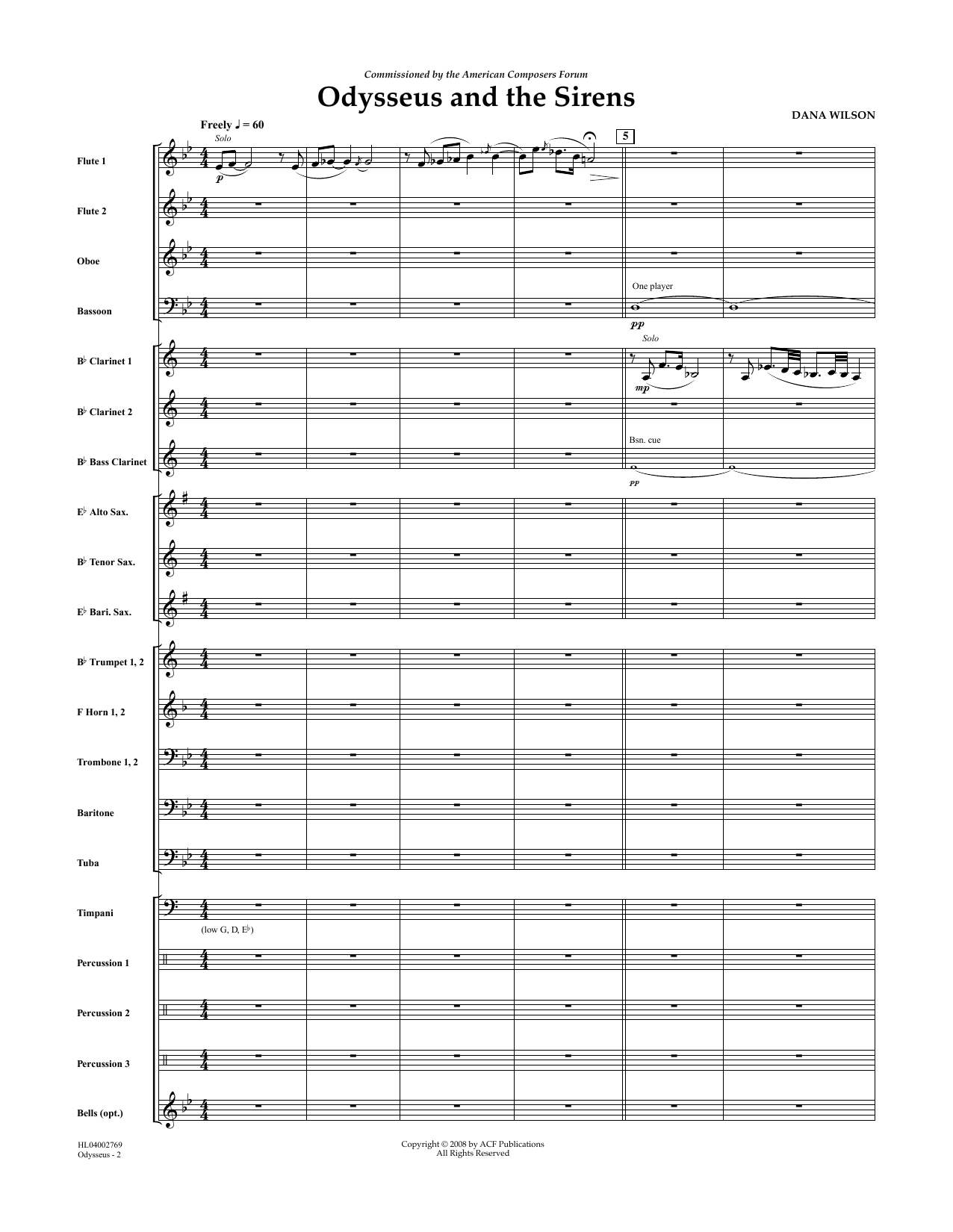 Dana Wilson Odysseus and the Sirens - Full Score sheet music notes and chords arranged for Concert Band