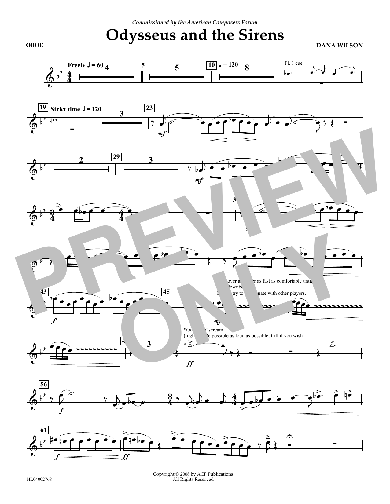 Dana Wilson Odysseus and the Sirens - Oboe sheet music notes and chords arranged for Concert Band