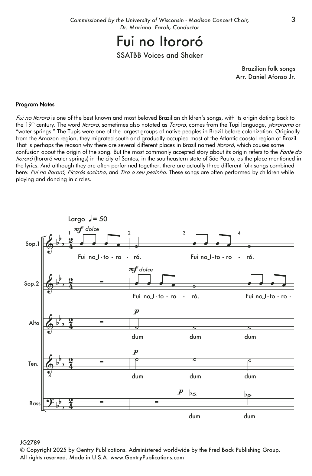 Daniel Afonso Jr. Fui no itororo sheet music notes and chords arranged for Choir