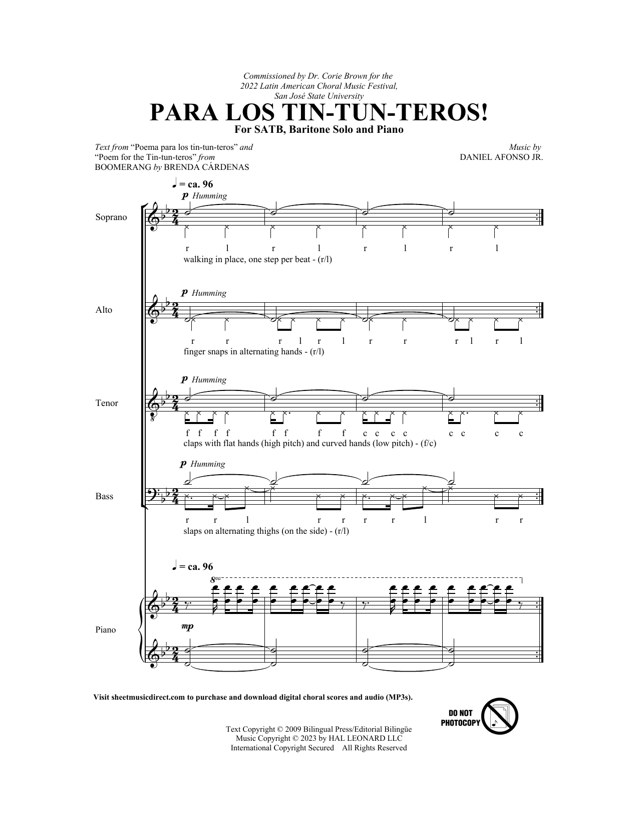 Daniel Afonso Para los tin-tun-teros! sheet music notes and chords arranged for SATB Choir
