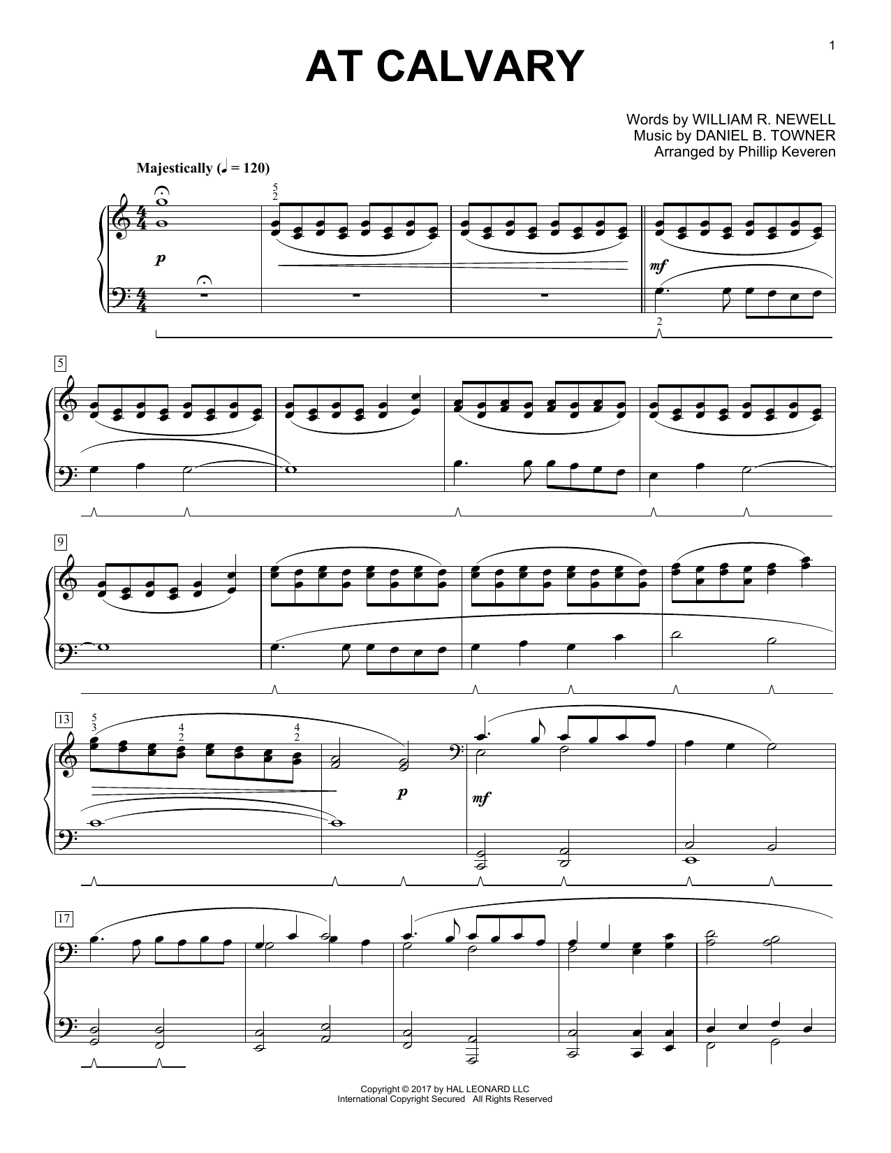 Daniel B. Towner At Calvary (arr. Phillip Keveren) sheet music notes and chords arranged for Piano Solo