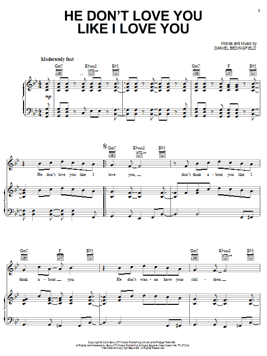 Daniel Bedingfield He Don't Love You Like I Love You sheet music notes and chords arranged for Piano, Vocal & Guitar Chords (Right-Hand Melody)