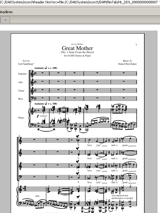Daniel Brewbaker Great Mother sheet music notes and chords arranged for SATB Choir