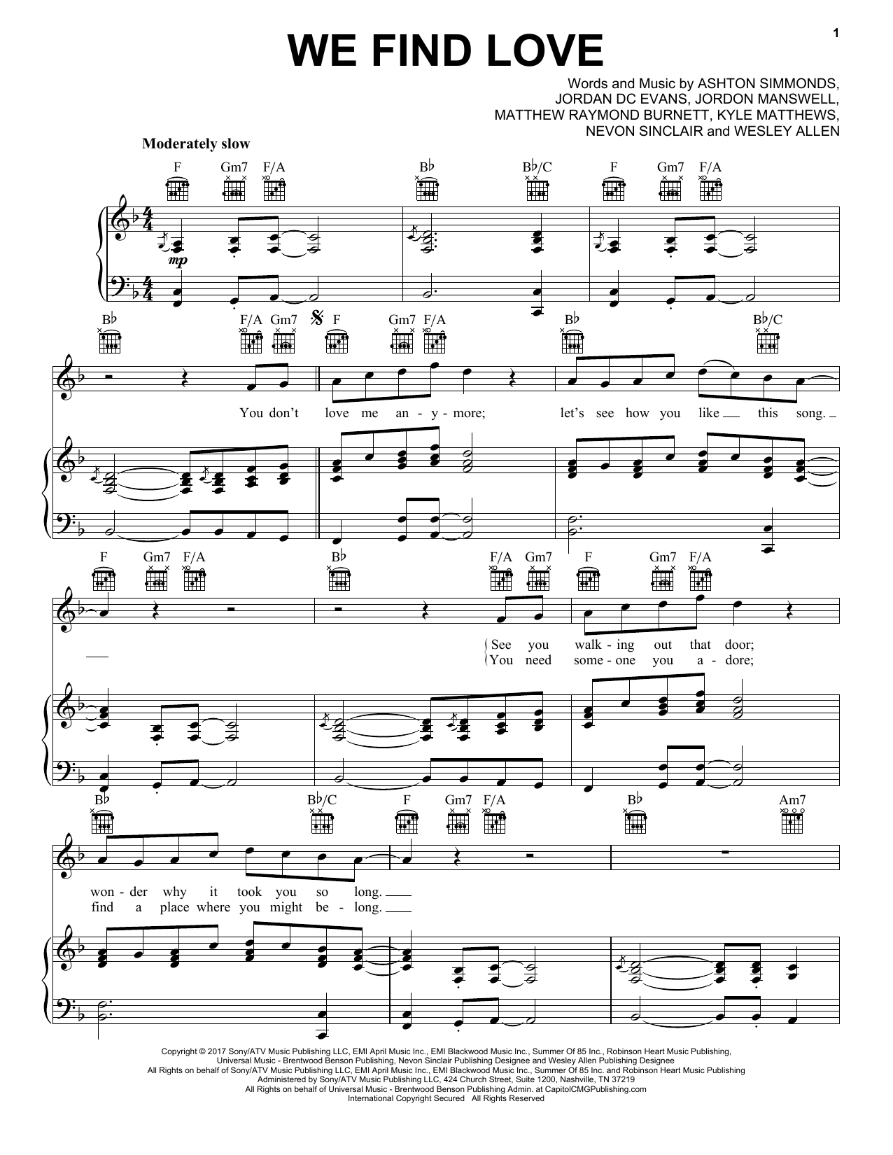 Daniel Caesar We Find Love sheet music notes and chords arranged for Piano, Vocal & Guitar Chords (Right-Hand Melody)