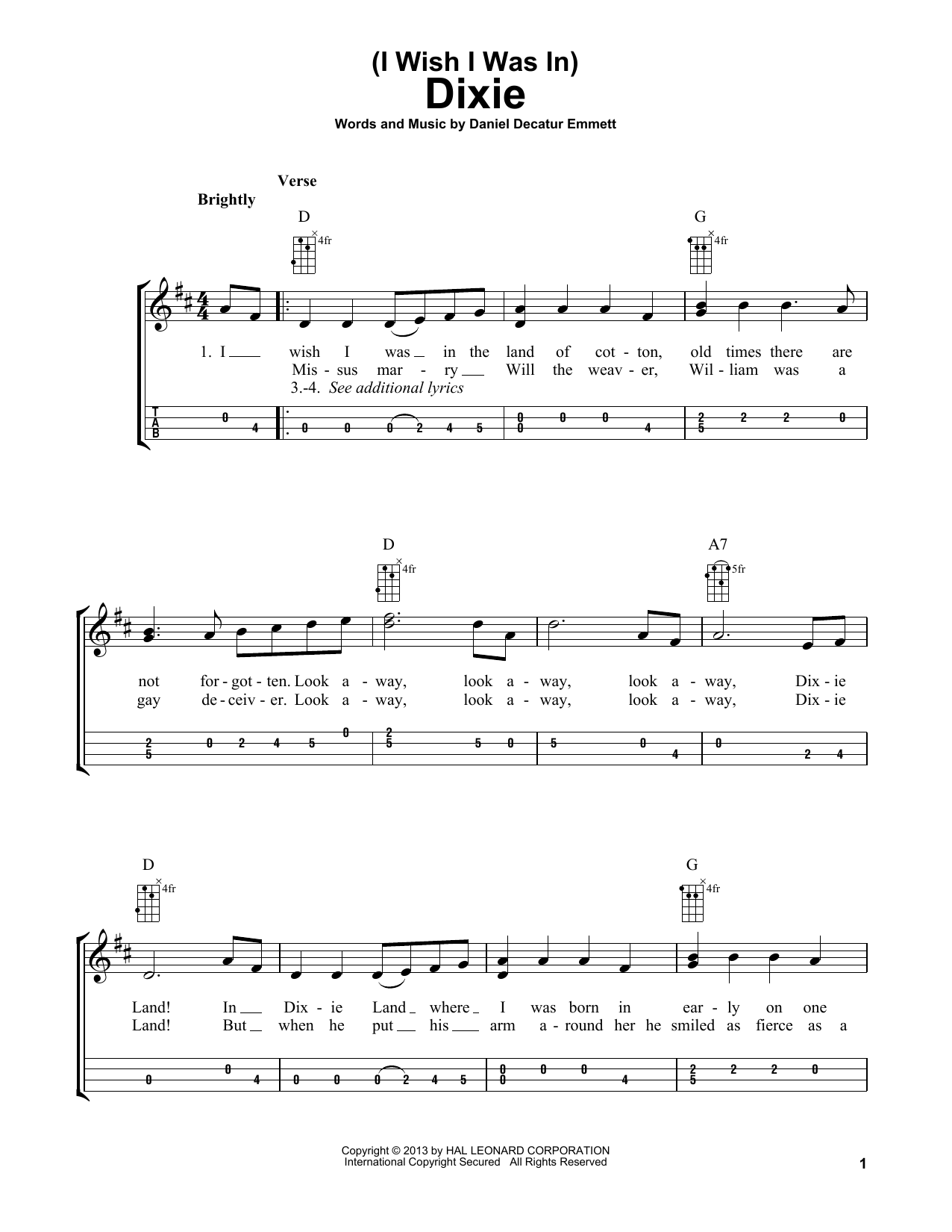 Daniel Decatur Emmett (I Wish I Was In) Dixie (arr. Bobby Westfall) sheet music notes and chords arranged for Mandolin