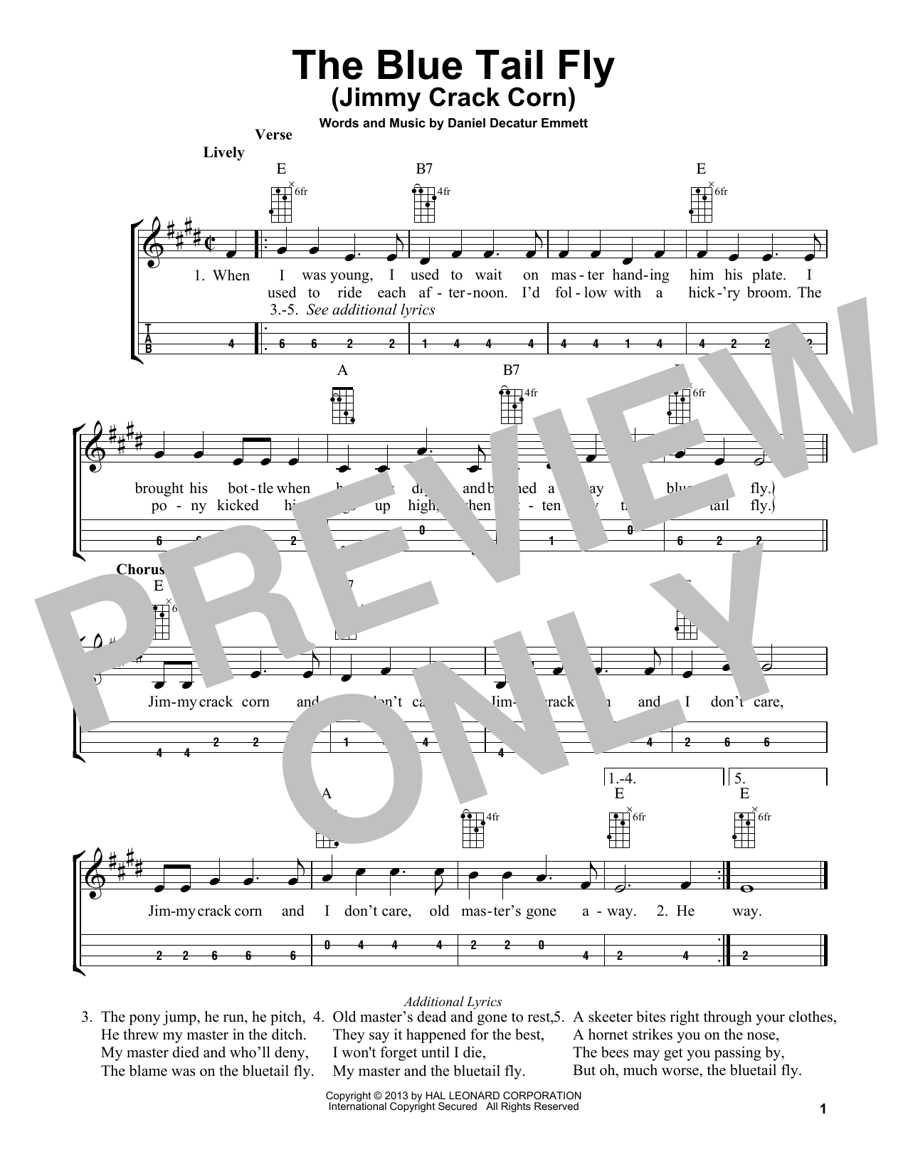 Daniel Decatur Emmett The Blue Tail Fly (Jimmy Crack Corn) (arr. Bobby Westfall) sheet music notes and chords arranged for Mandolin