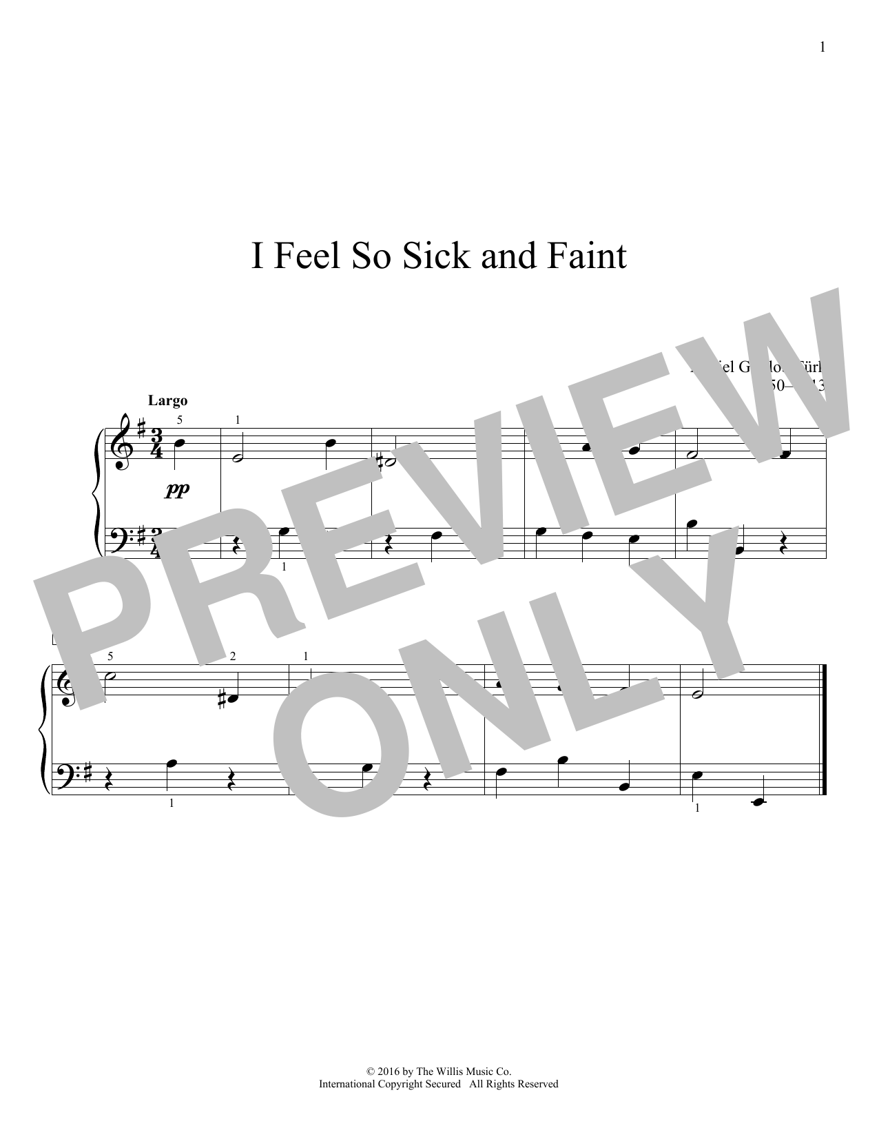 Daniel Gottlob Türk I Feel So Sick And Faint sheet music notes and chords arranged for Educational Piano