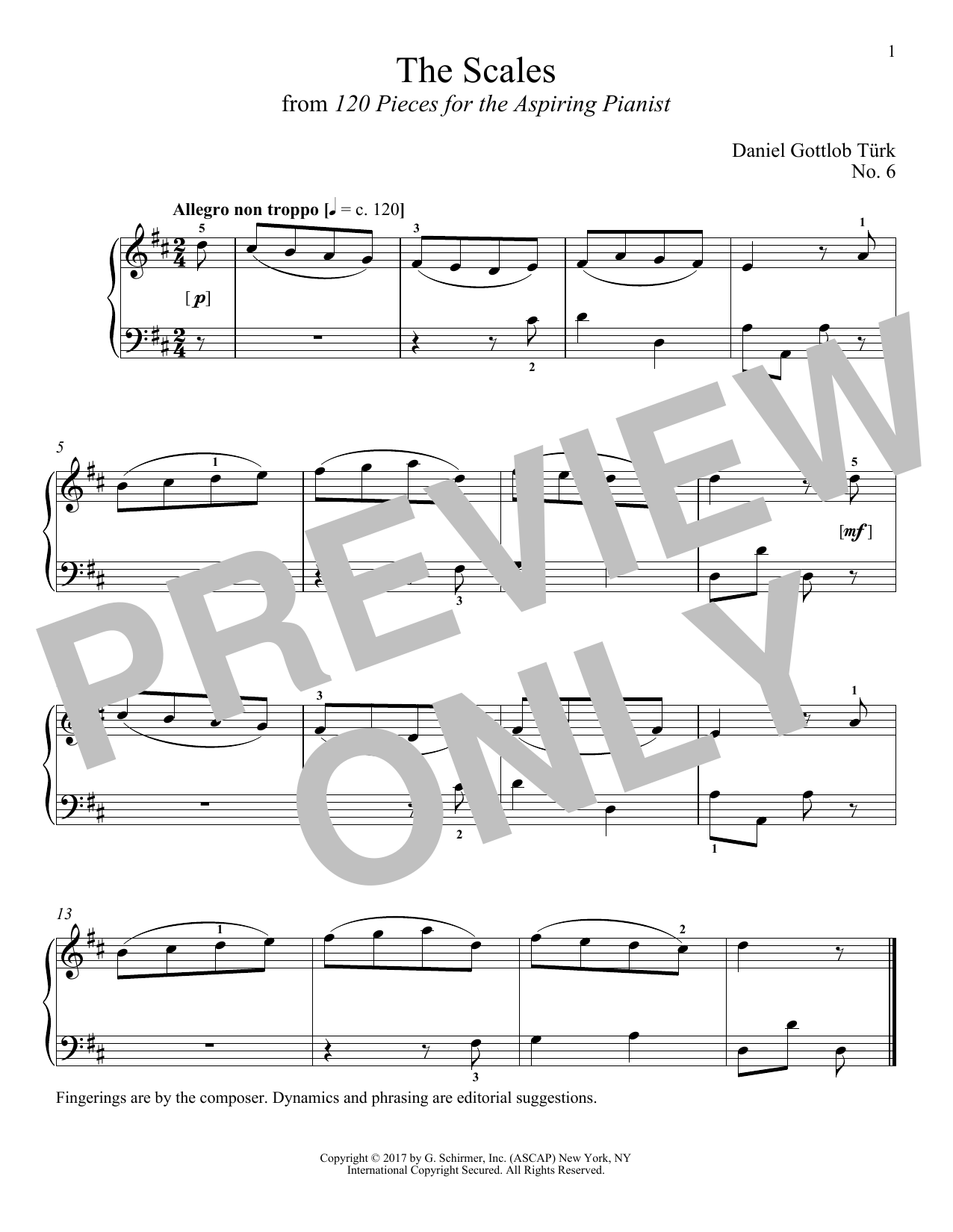 Daniel Gottlob Türk The Scales sheet music notes and chords arranged for Piano Solo