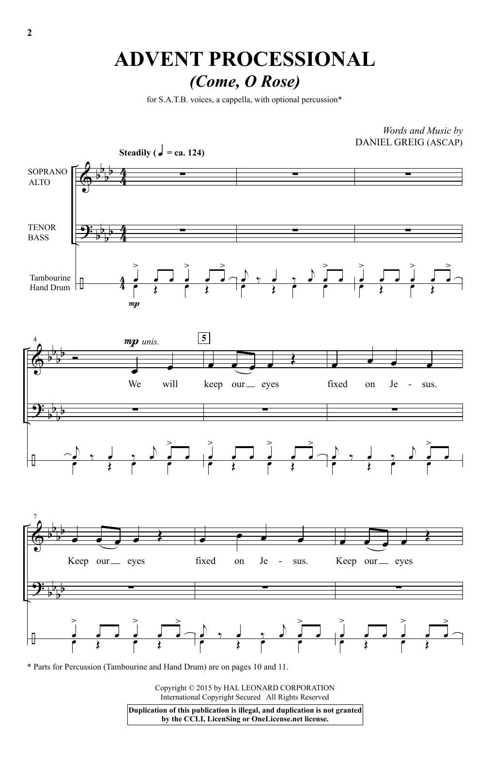 Daniel Greig Advent Processional sheet music notes and chords arranged for SATB Choir