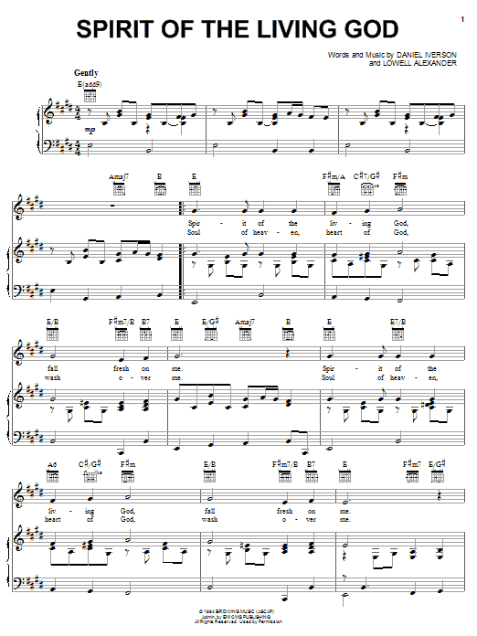 Daniel Iverson Spirit Of The Living God sheet music notes and chords arranged for Lead Sheet / Fake Book