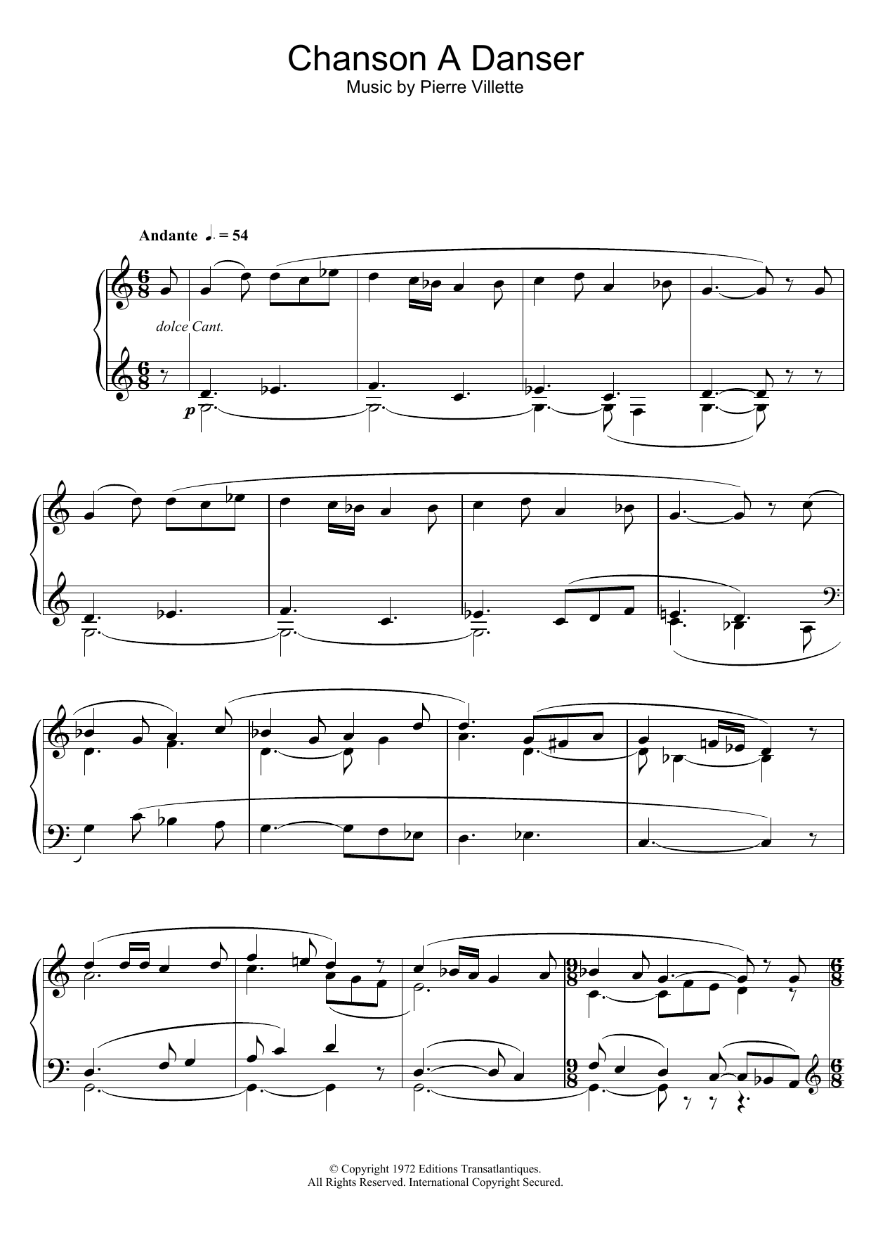 Daniel-Lesur J.Y Chanson A Danser sheet music notes and chords arranged for Piano Solo
