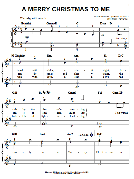 Daniel Martin Rodowicz A Merry Christmas To Me sheet music notes and chords arranged for Piano, Vocal & Guitar Chords (Right-Hand Melody)