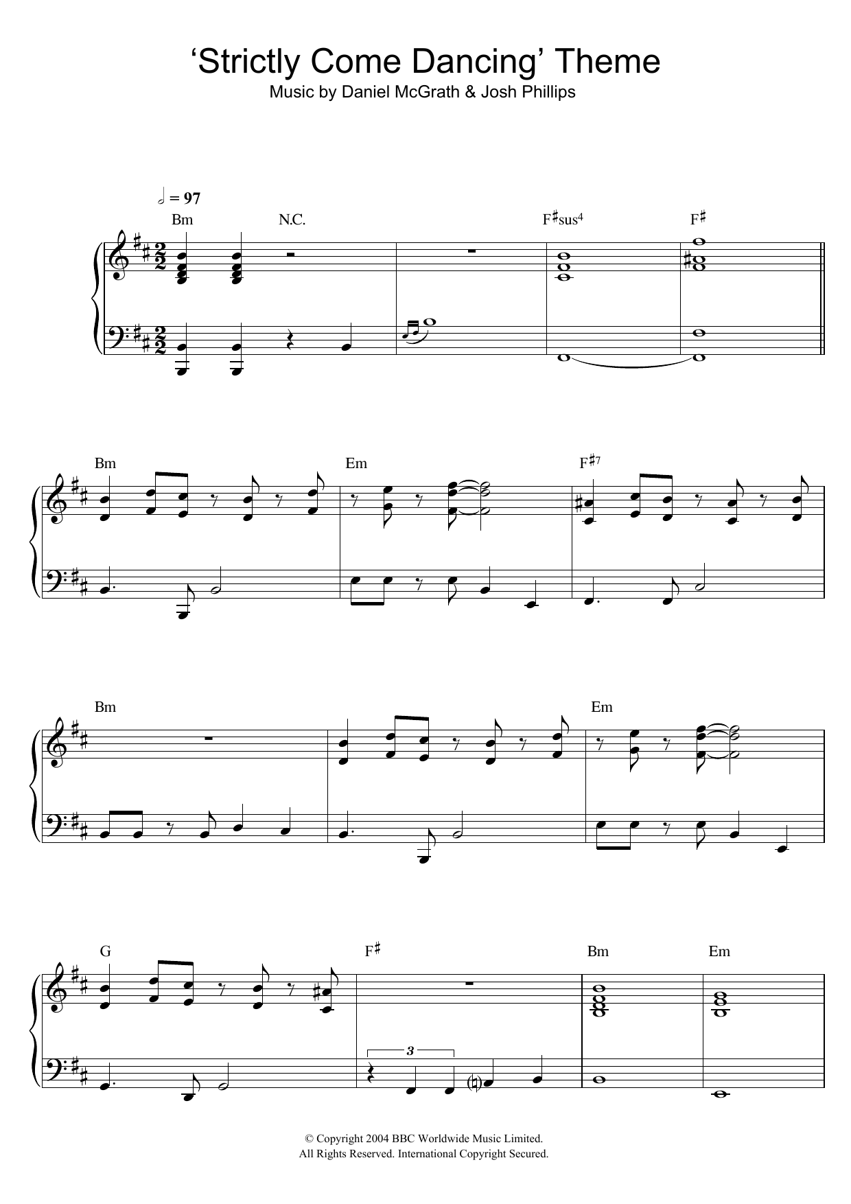 Daniel McGrath Strictly Come Dancing (Theme) sheet music notes and chords arranged for Piano Solo