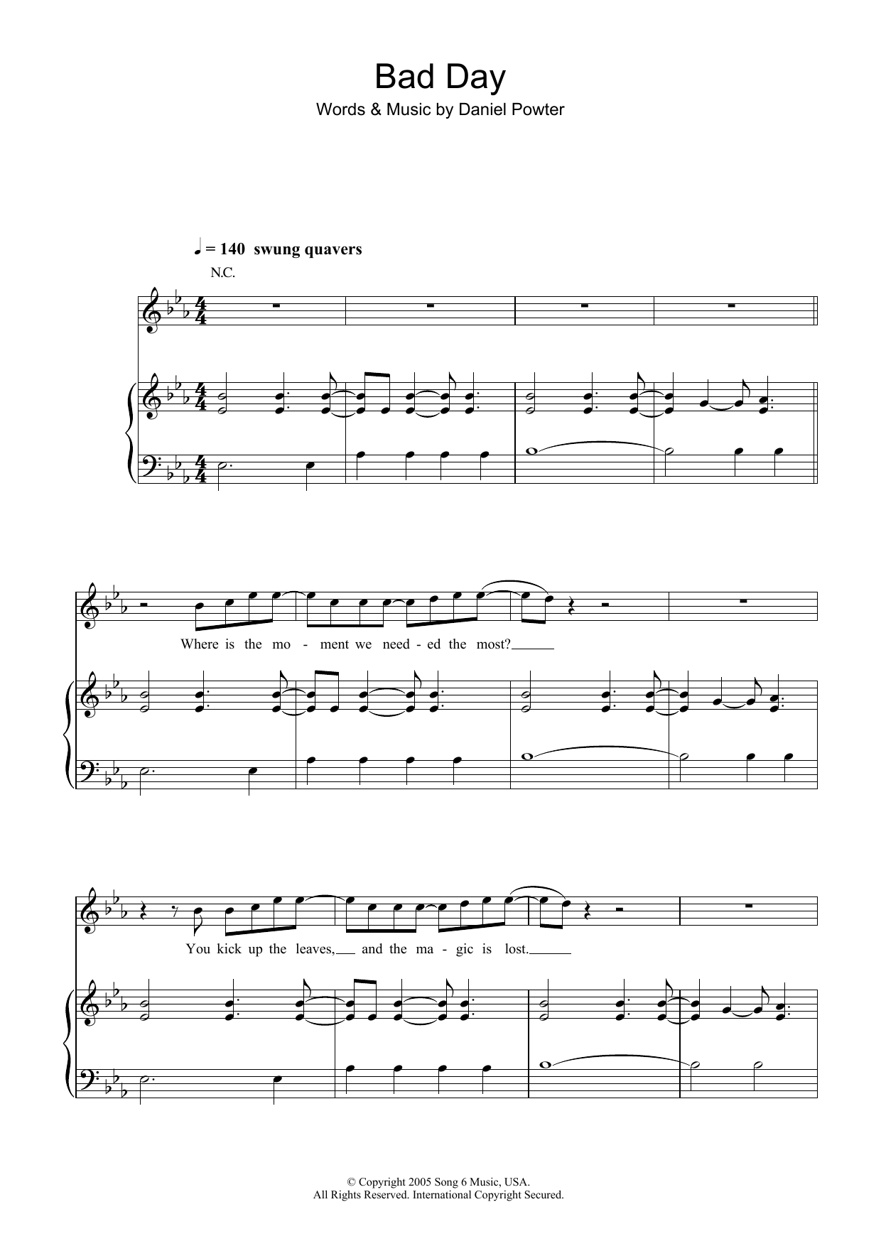 Daniel Powter Bad Day sheet music notes and chords arranged for French Horn Solo