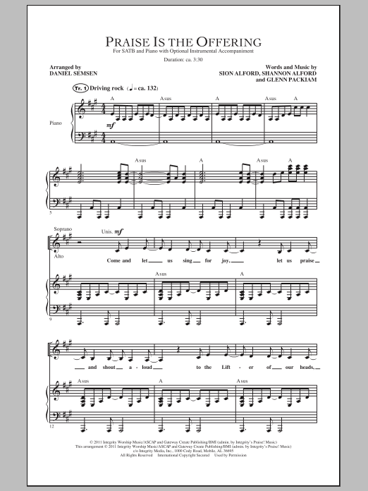 Daniel Semsen Praise Is The Offering sheet music notes and chords arranged for SATB Choir