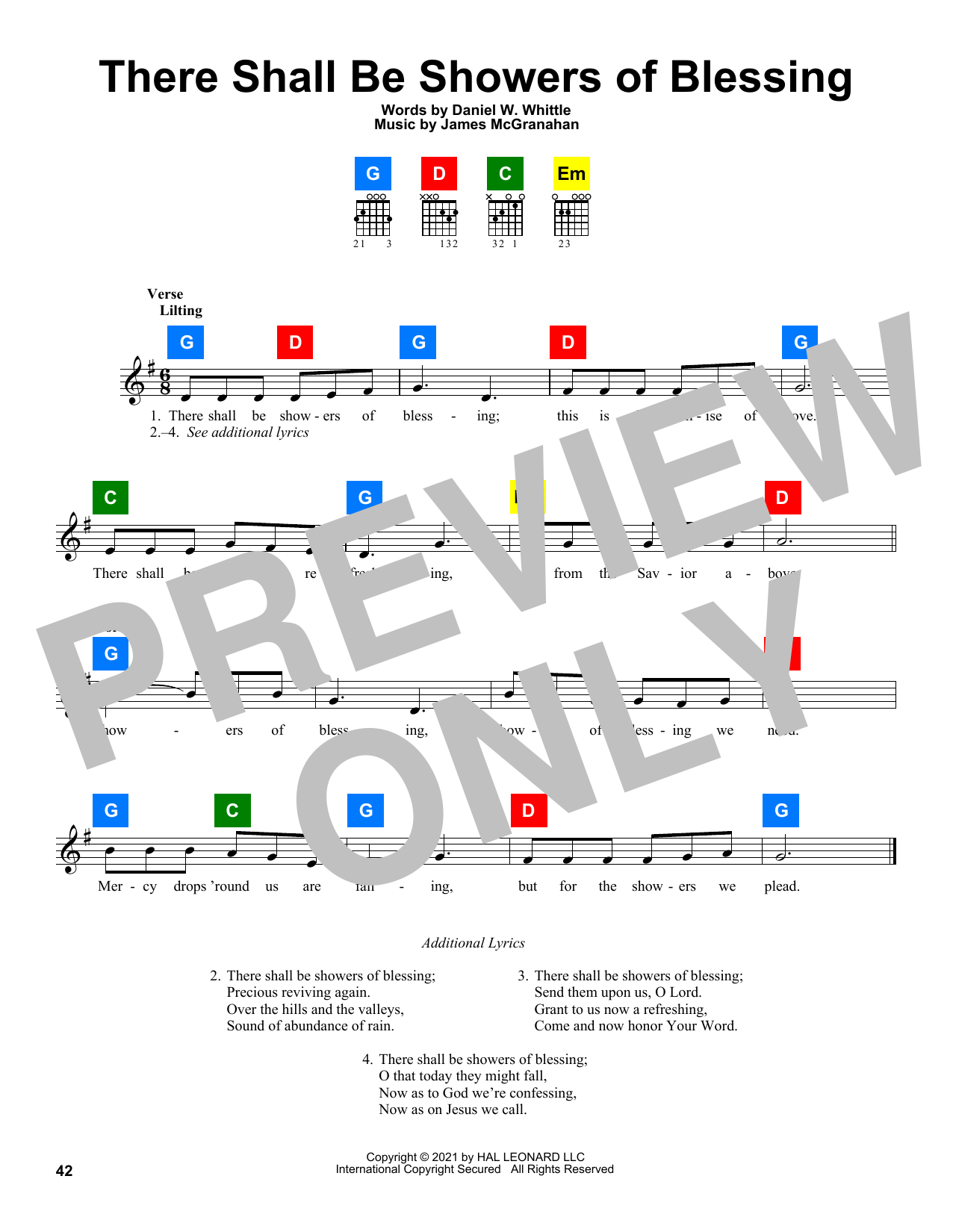 Daniel W. Whittle There Shall Be Showers Of Blessing sheet music notes and chords arranged for ChordBuddy