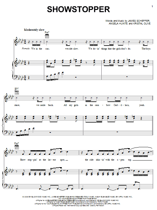 Danity Kane Showstopper sheet music notes and chords arranged for Piano, Vocal & Guitar Chords (Right-Hand Melody)