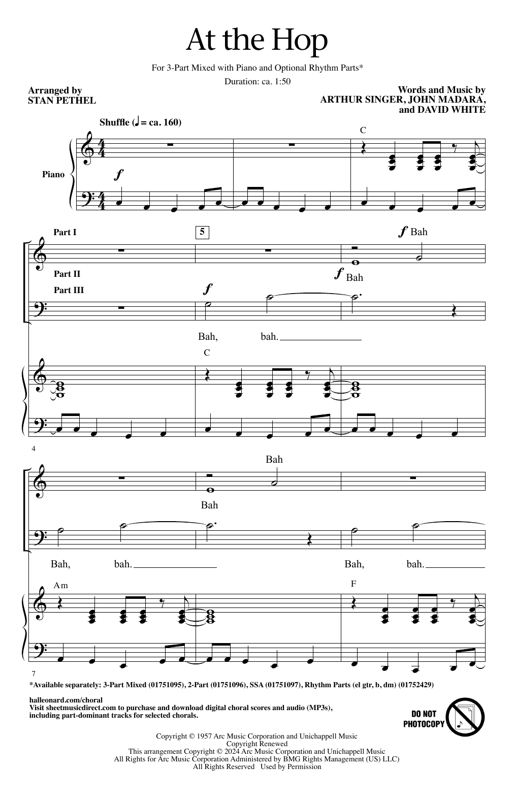 Danny & The Juniors At The Hop (arr. Stan Pethel) sheet music notes and chords arranged for SSA Choir