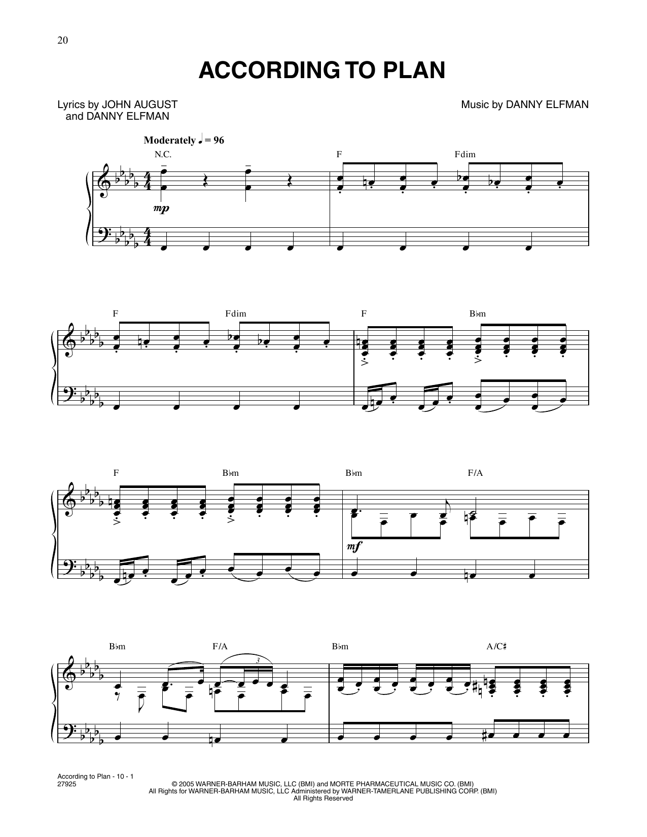 Danny Elfman According To Plan (from Corpse Bride) sheet music notes and chords arranged for Piano & Vocal