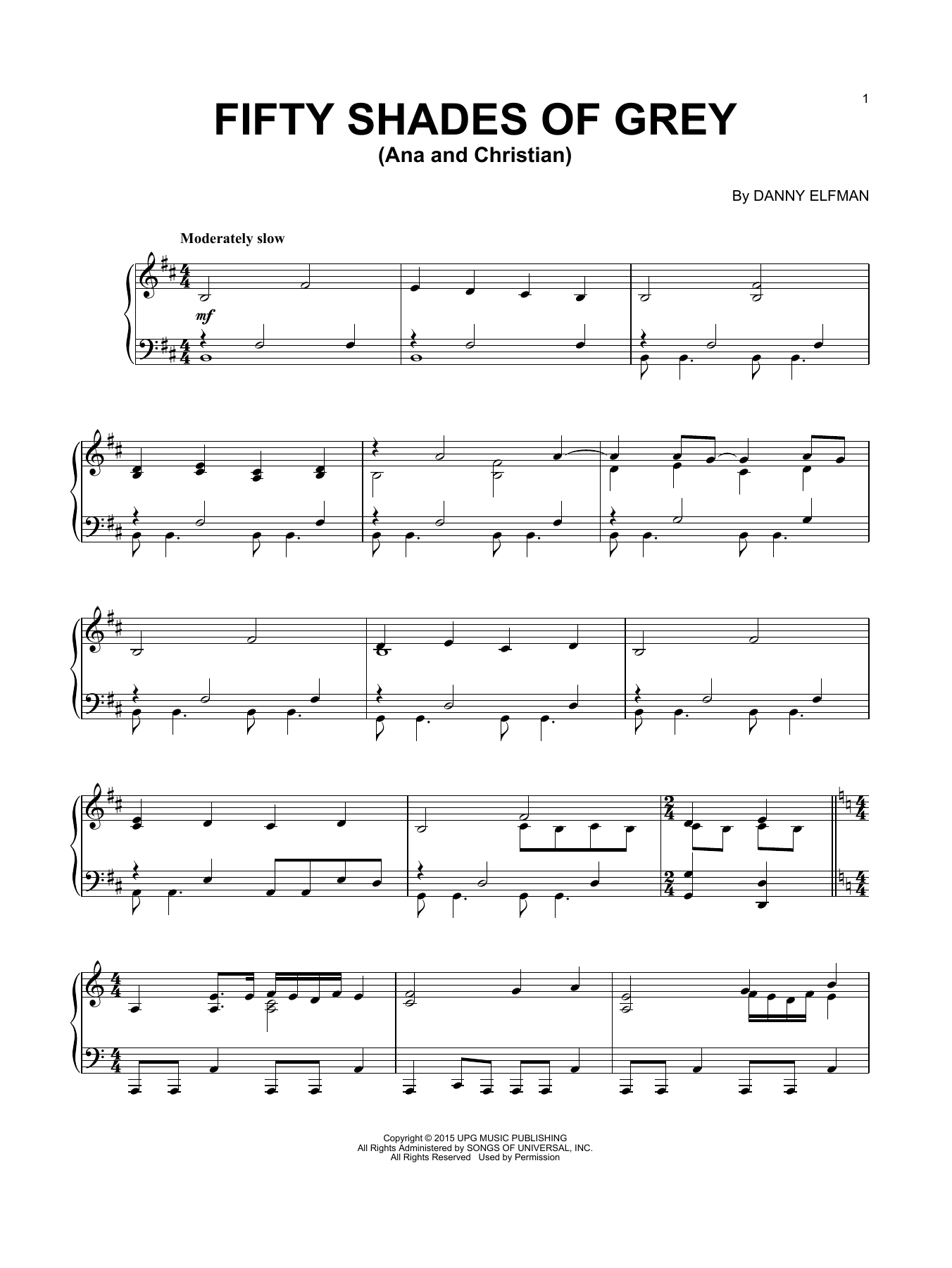Danny Elfman Ana And Christian sheet music notes and chords arranged for Piano Solo
