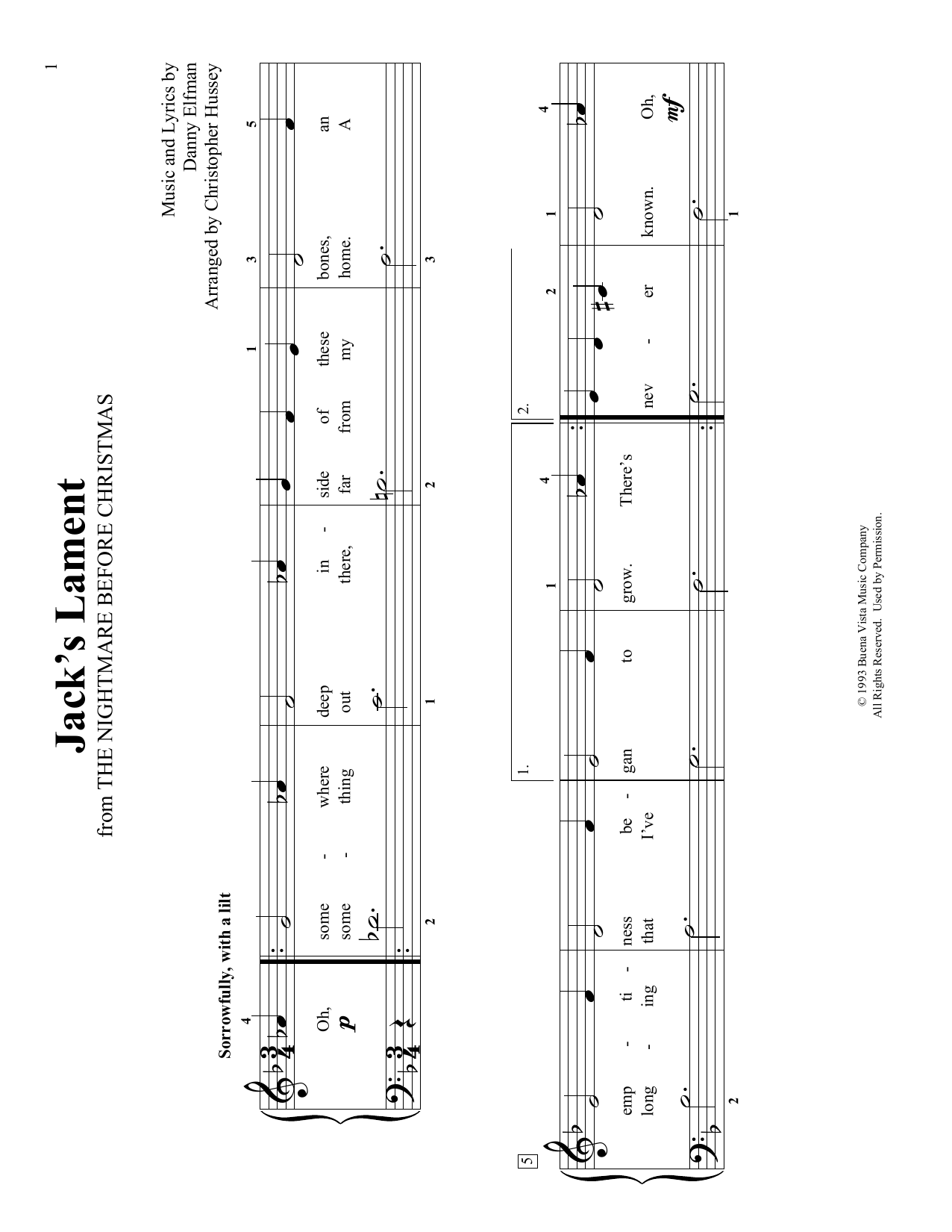 Danny Elfman Jack's Lament (arr. Christopher Hussey) sheet music notes and chords arranged for Educational Piano