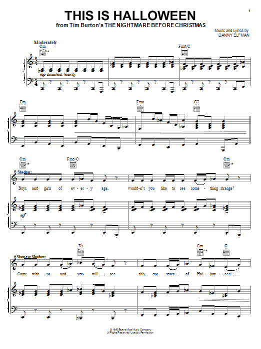 Danny Elfman This Is Halloween (from The Nightmare Before Christmas) sheet music notes and chords arranged for Lead Sheet / Fake Book