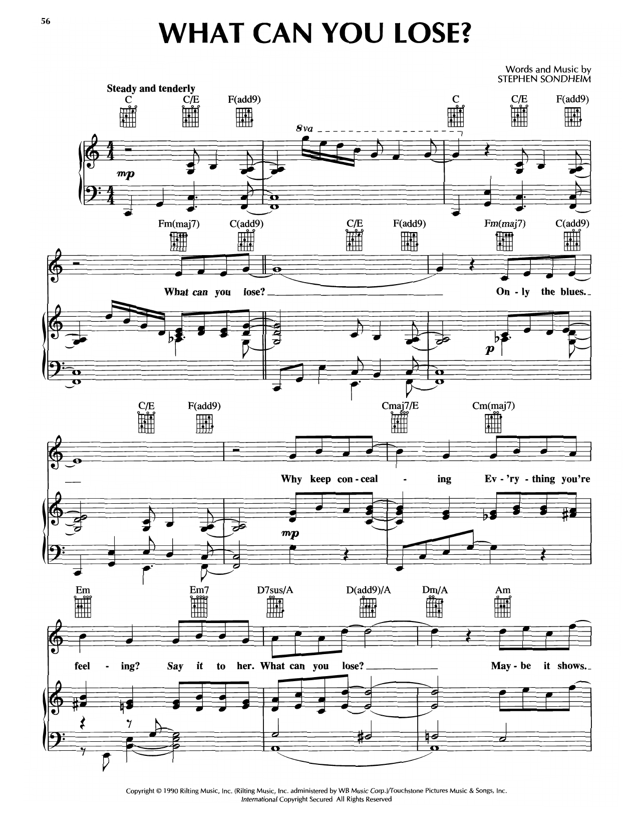 Danny Elfman What Can You Lose (from Dick Tracy) sheet music notes and chords arranged for Piano, Vocal & Guitar Chords (Right-Hand Melody)