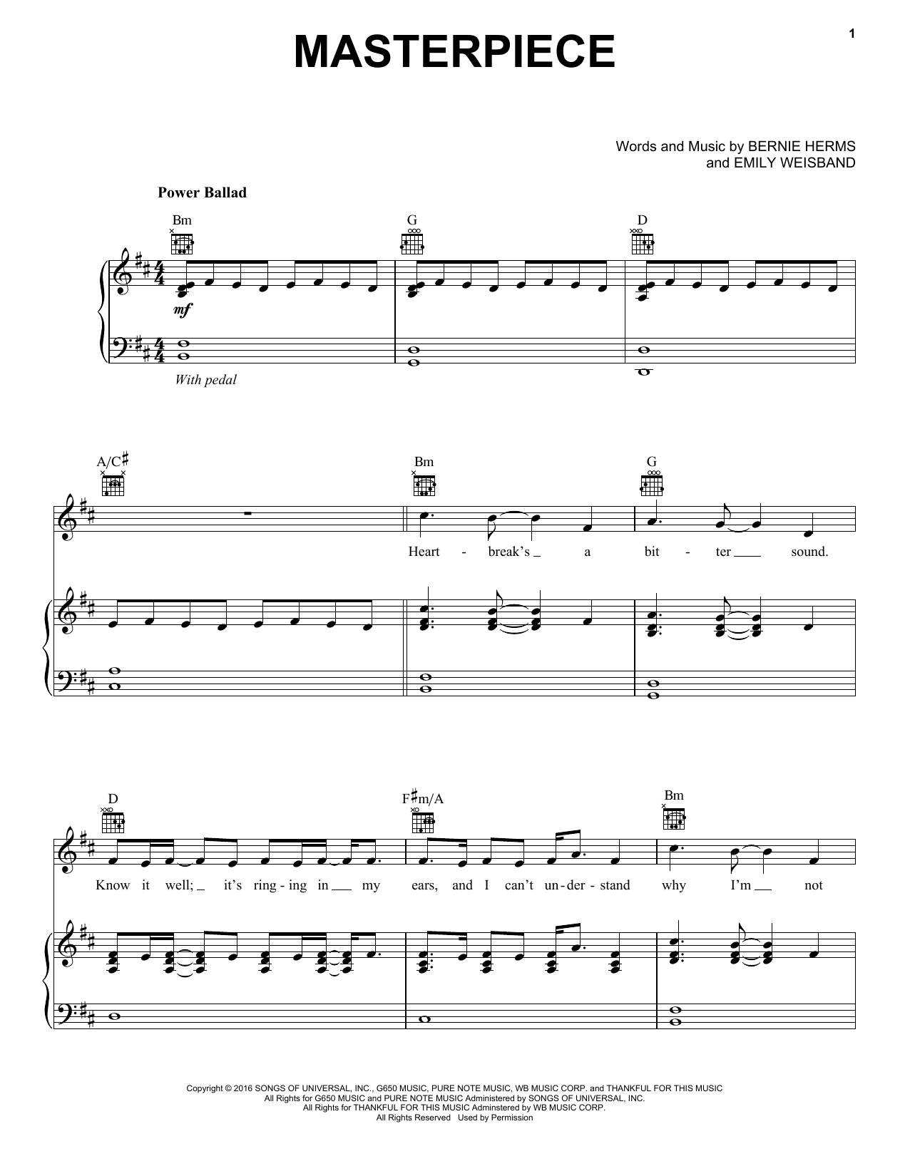 Danny Gokey Masterpiece sheet music notes and chords arranged for Piano, Vocal & Guitar Chords (Right-Hand Melody)